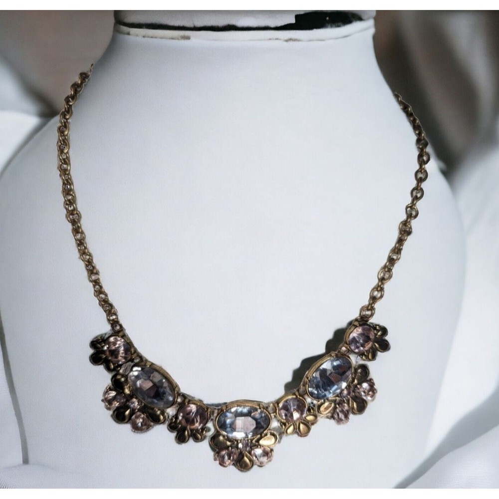 Cocktail Statement Necklace Elegant Holiday Formal Wedding Rhinestone Pink Blue